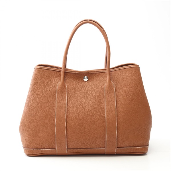 HERMES Garden party PM Tote Hand Bag Negonda leather Brown Gold Used Women X SHW