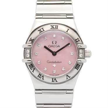 OMEGA Constellation Mini My Choice 12P Diamond Wrist Watch Quartz SS Used Women