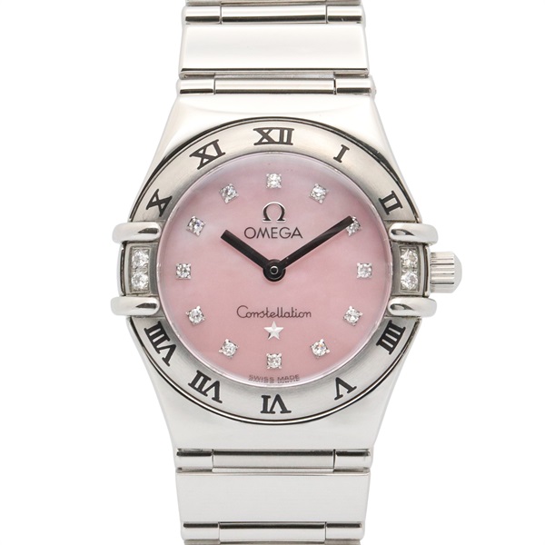 OMEGA Constellation Mini My Choice 12P Diamond Wrist Watch Quartz SS Used Women