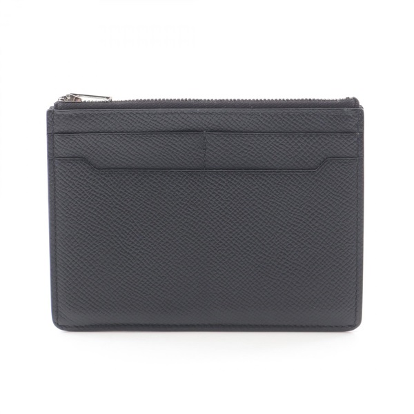 HERMES city zip coin purse Y Clemence leather Black Noir Used Women