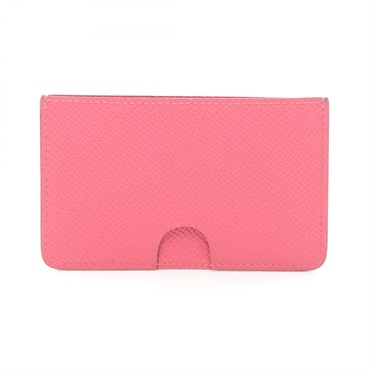 HERMES Porquerolles Card Case X Epsom leather Pink Rose azalee Used Women