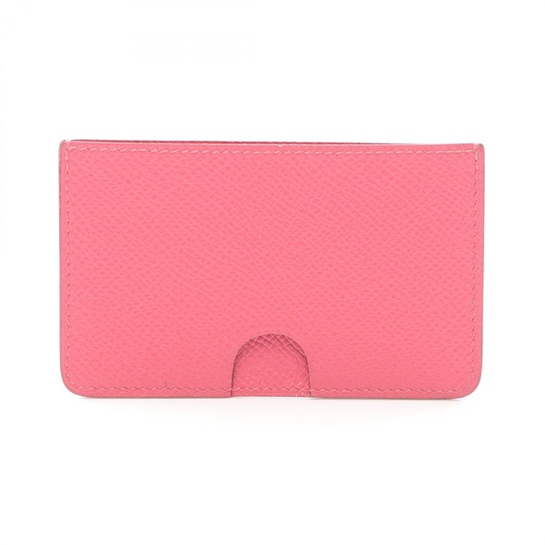 HERMES Porquerolles Card Case X Epsom leather Pink Rose azalee Used Women