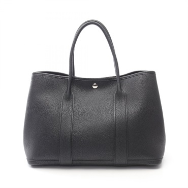 HERMES Garden party PM Tote Bag Negonda leather Black Used Women X SHW