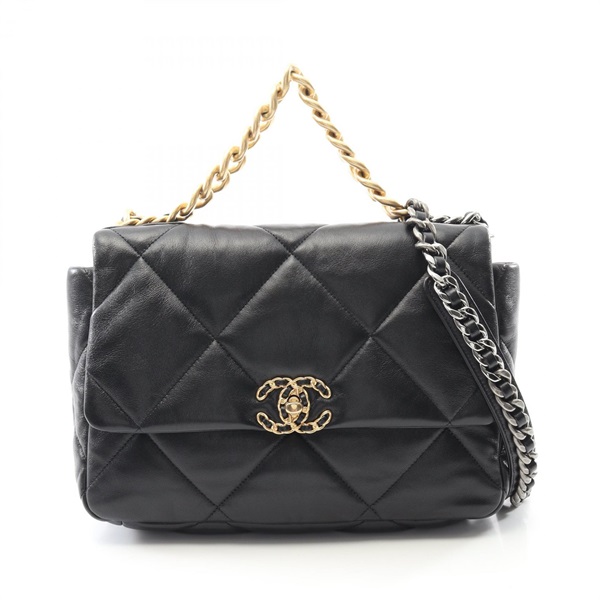 CHANEL 19 dix-neuf Matelasse Chain Shoulder Bag AS1161 Lamb leather Black Used