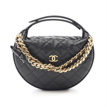 CHANEL Matelasse Chain Handbag AP3943 Calfskin Black GHW Used Women COCO CC