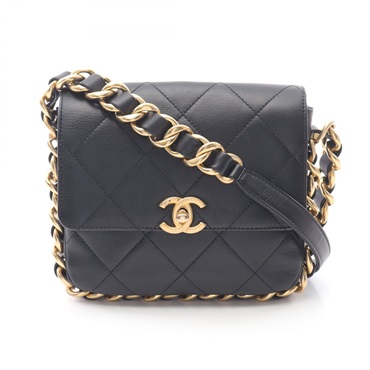 CHANEL Matelasse Small Flap Chain Shoulder Bag AS2831 Lamb leather GHW BK Used