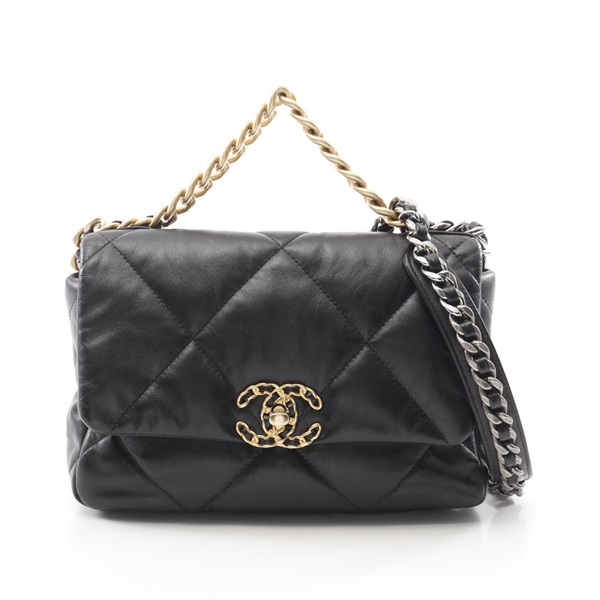 CHANEL 19 dix-neuf Matelasse Chain Shoulder Bag AS1160 Lamb leather BK Used CC