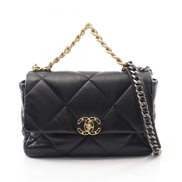 CHANEL 19 dix-neuf Matelasse Chain Shoulder Bag AS1161 Lamb leather BK Used COCO