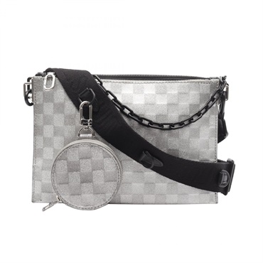 LOUIS VUITTON Trio Pouch NM Shoulder Bag M59682 Damier Glitter Leather Black