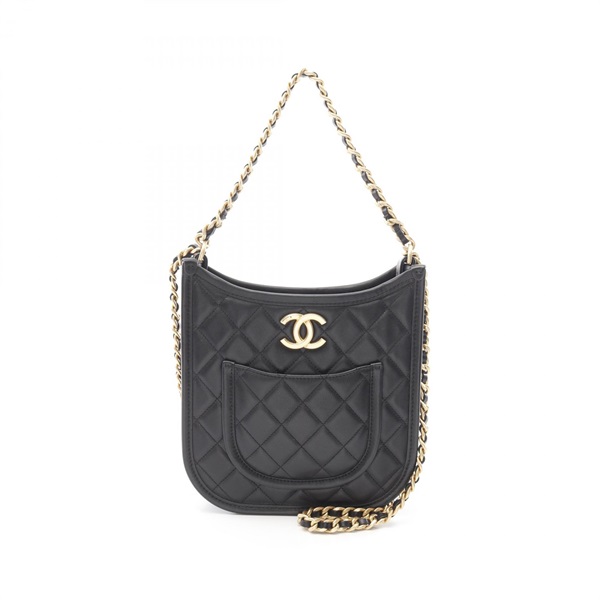 CHANEL Matelasse Hobo Chain Shoulder Bag AS4532 Lamb leather BK GHW Used Women