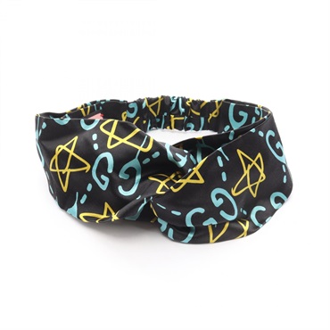GUCCI GG Hair band tie 562827 silk Black Blue Yellow Used Women