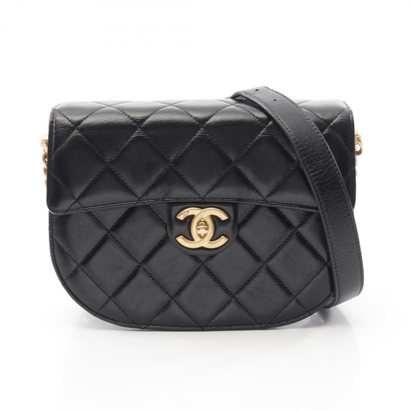 CHANEL Matelasse Chain Shoulder Bag AS2485 leather Black GHW Used Women COCO
