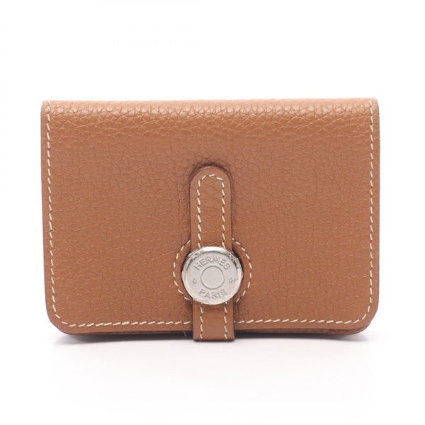 HERMES Dogon Card Case K Clemence leather Brown Used Women
