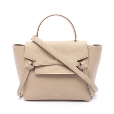CELINE MICRO Belt Shoulder Handbag crossbody 180153 leather Beige Used Women
