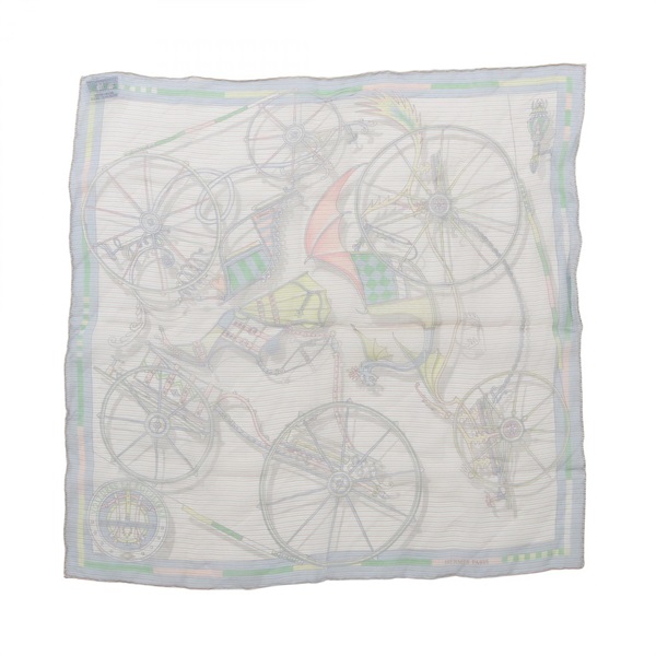 HERMES Petit Carre45 Gavroche voices in equilibre Scarf silk Blue Used Women