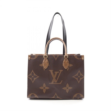 LOUIS VUITTON On the Go MM Shoulder Tote Bag M45321 Monogram Giant Beige Used LV