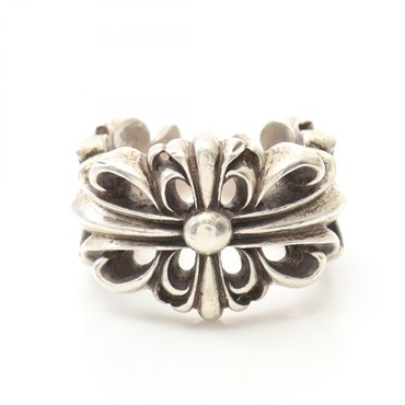 CHROME HEARTS Double floral cross Ring Silver925 Used mens US size 8.25