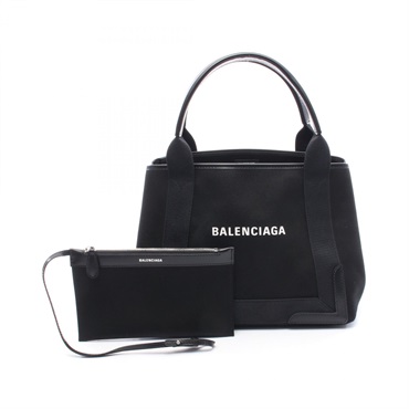 BALENCIAGA Navy Cabas S Tote Bag 339933 canvas Black Used Women