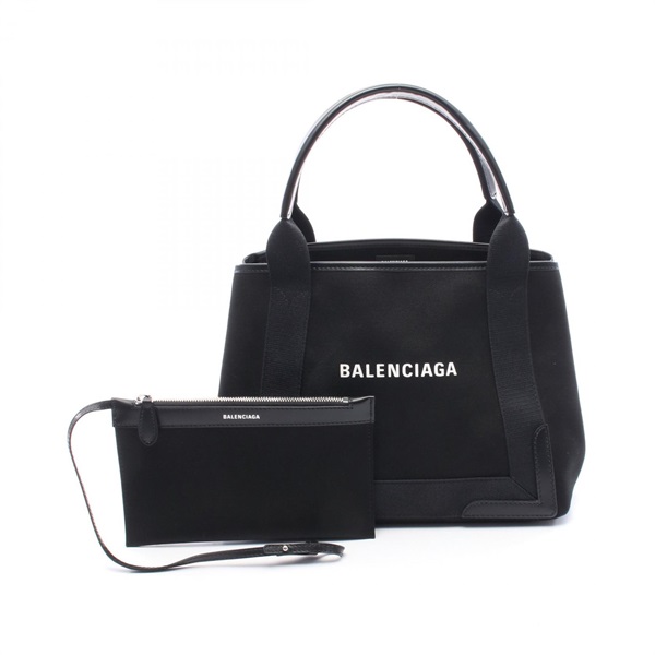 BALENCIAGA Navy Cabas S Tote Bag 339933 canvas Black Used Women