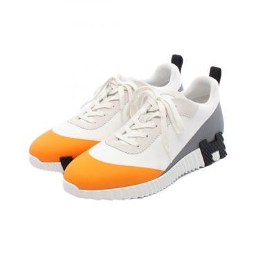 HERMES Bouncing sneakers H24185485 leather Fabric White Orange Used mens #44