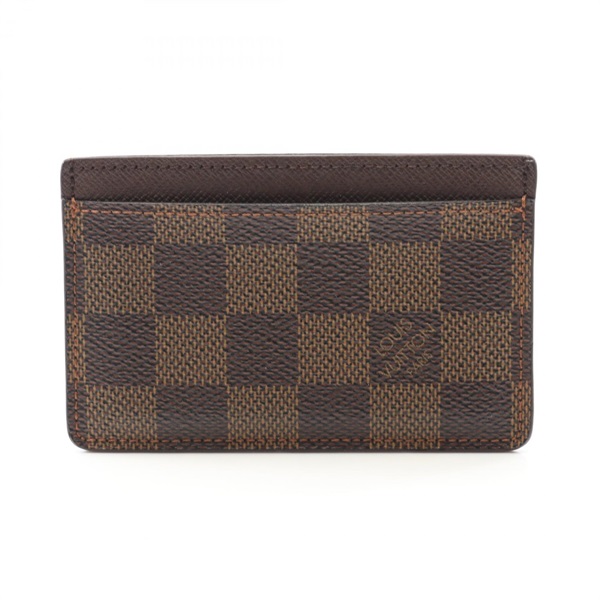 LOUIS VUITTON Porte Cartes Simple Card Case N61722 Damier canvas Ebene Used LV