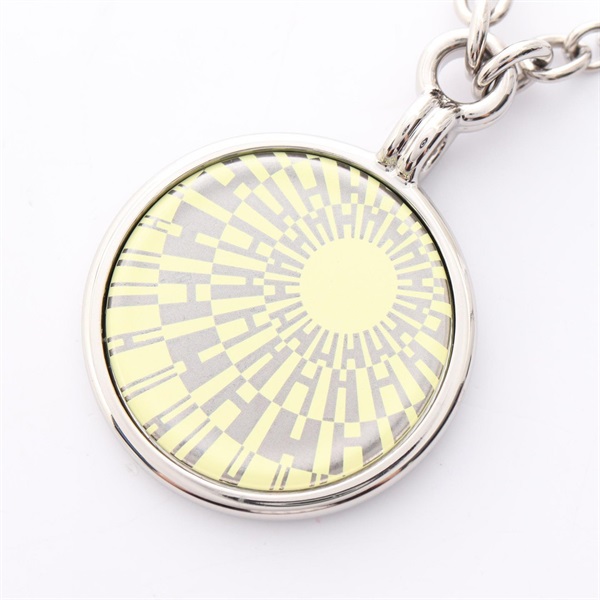 HERMES OP'H Medal Necklace Pendant Stainless Steel Yellow Used women