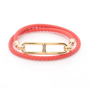 HERMES Roulis double Bracelet Gold Plated leather Used Women