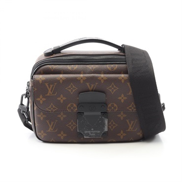 LOUIS VUITTON S Lock Messenger Shoulder Handbag M45806 Monogram Macassar Canvas
