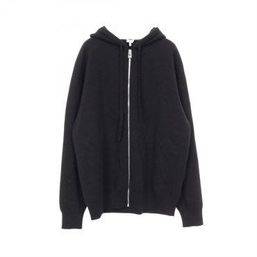 LOEWE Anagram Zip-Up Knit Hoodie  - Wool Black Size M Used Mens