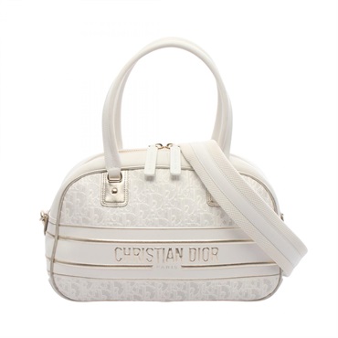 Christian Dior Vibe Bowling 2Way Shoulder Handbag M62040DDT Leather White Used