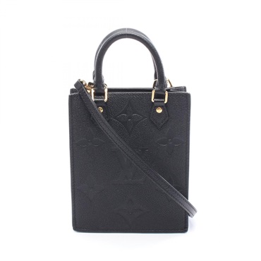 LOUIS VUITTON Petit Sac Plat Shoulder Handbag M81417 Monogram empreinte Noir LV