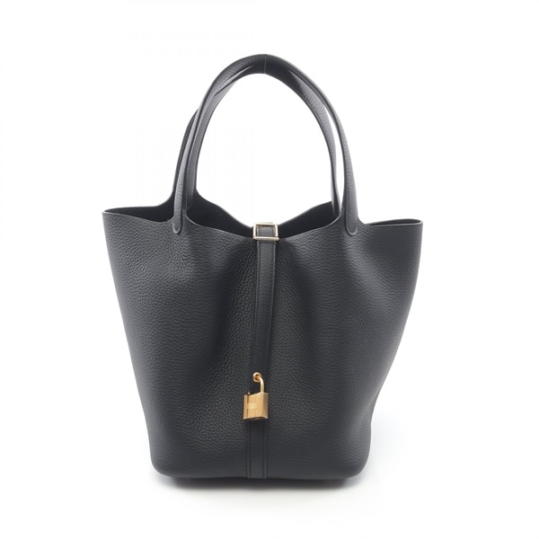 HERMES Picotin Lock MM Handbag Clemence leather Black Used Women K GHW