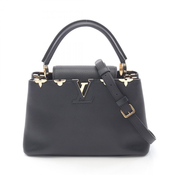 LOUIS VUITTON Capucine PM Shoulder Handbag M54663 Taurillon leather used Black