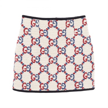 GUCCI GG pattern tweed skirt 577738 cotton Nylon Beige Blue Red Used Women ＃42