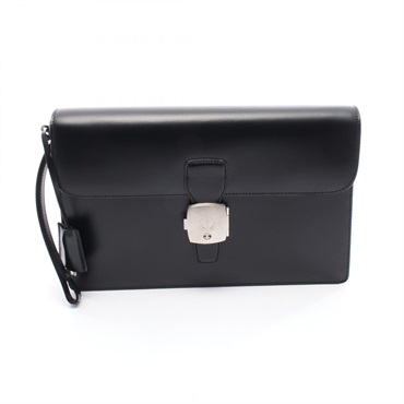 Dunhill Business Clutch bag leather Black Used mens SHW