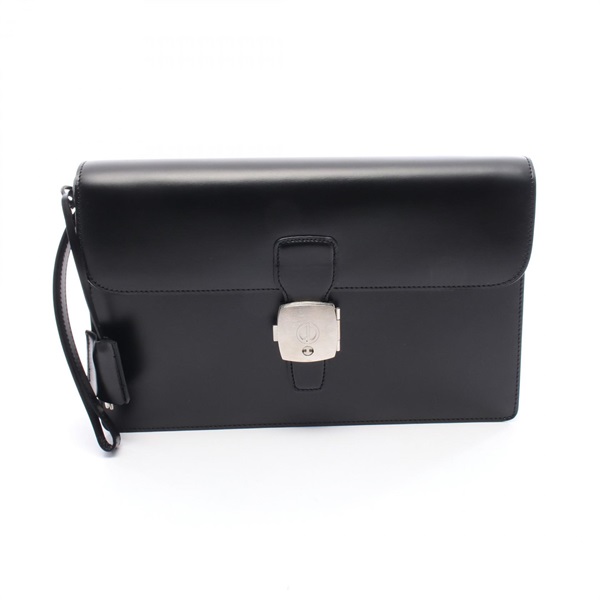 Dunhill Business Clutch bag leather Black Used mens SHW