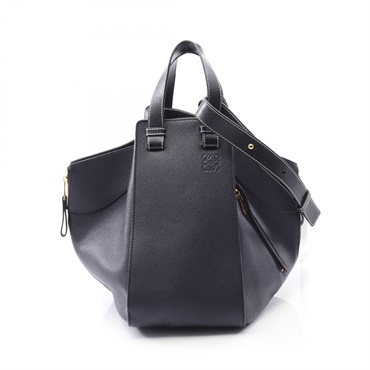 LOEWE HAMMOCK MEDIUM Shoulder Handbag leather Navy Used Women