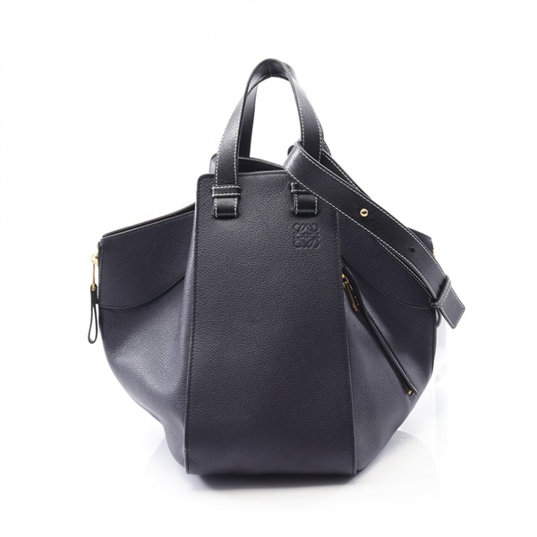 LOEWE HAMMOCK MEDIUM Shoulder Handbag leather Navy Used Women