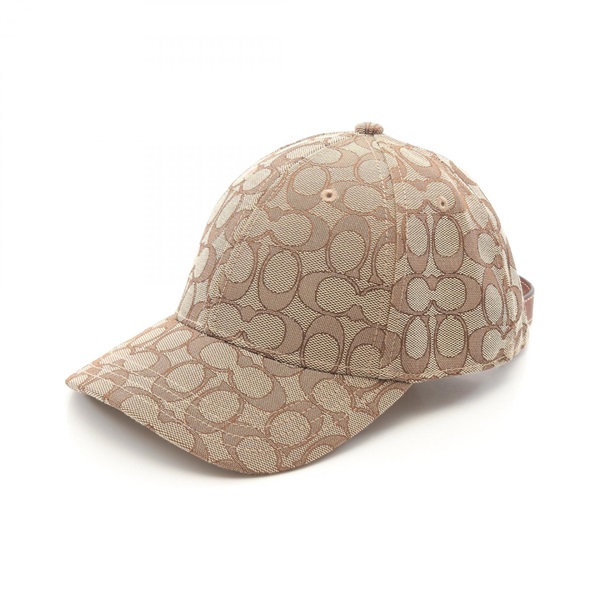 COACH Jigner Cap 11004124 leather Cotton / Polyester Beige Brown Used unisex