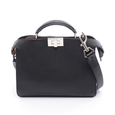 FENDI Peek-A-Boo ISEEU Small Shoulder Handbag 7VA530 leather Black Used Women