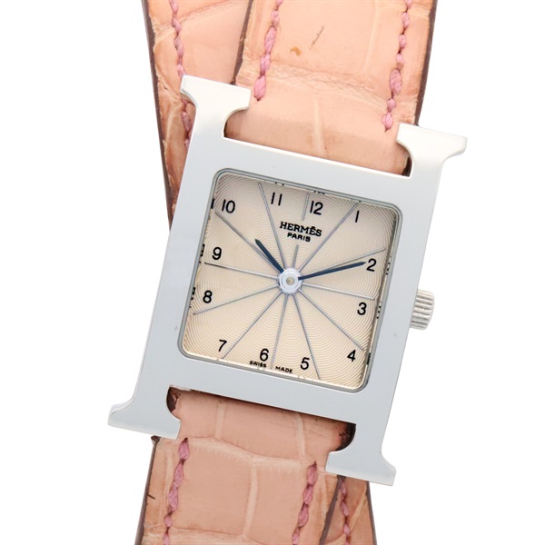 HERMES H watch Wrist Watch HH1.210 Quartz Stainless Steel leather Used Women