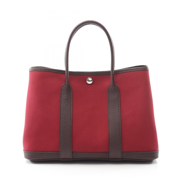 HERMES Garden party TPM Tote hand Bag Z Toile officier Rouge imperial SHW used