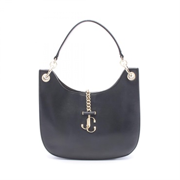 JIMMY CHOO Varennes Hobo Shoulder Bag leather Black Used Women