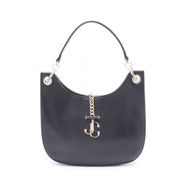 JIMMY CHOO Varennes Hobo Shoulder Bag leather Black Used Women