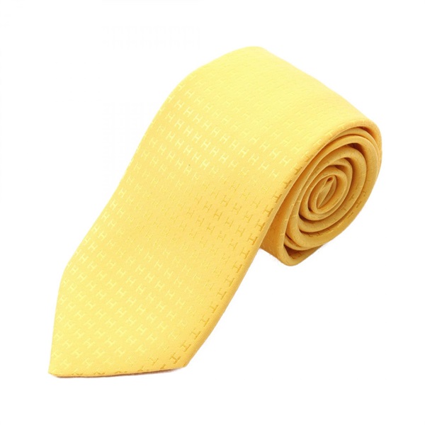 HERMES Tie Silk Yellow Used mens