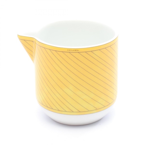 HERMES Soleil d'Hermès Creamer Tableware Pottery Yellow White Gray Used unisex