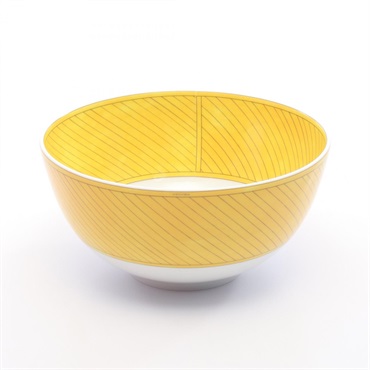 HERMES Soleil d'Hermès Bowl GM Tableware Pottery Yellow White Gray Used unisex