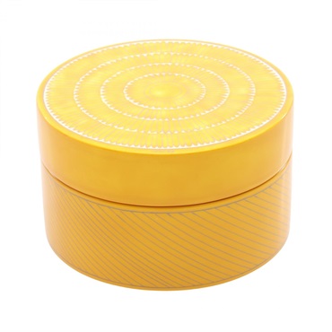 HERMES Soleil d'Hermès Box PM Tableware lacquer wood SS Yellow White Used Women