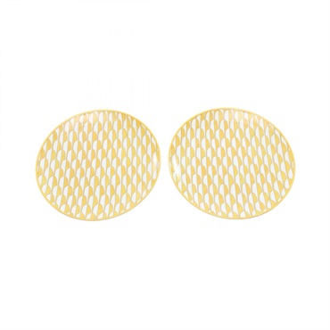 HERMES Soleil d'Hermès Dessert Plate No.1 Tableware Pottery Yellow White Used