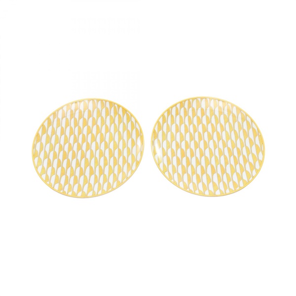 HERMES Soleil d'Hermès Dessert Plate No.1 Tableware Pottery Yellow White Used